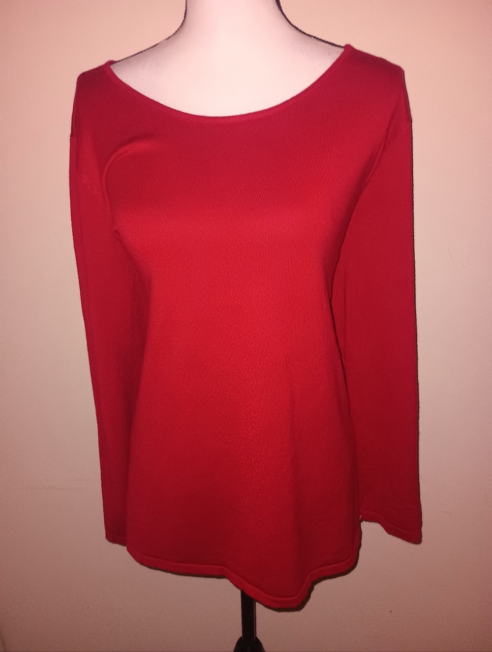 Tahari Knit Red Long-Sleeve Scoop Neck Sweater SZ2XL